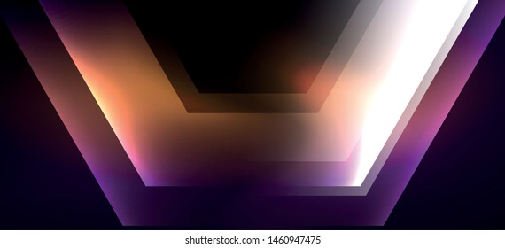 Shiny hexagon neon template. Futuristic digital technology concept. Vector abstract graphic design. Vector vintage retro illustration.