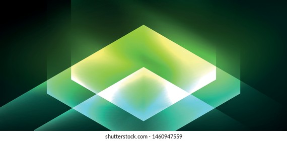 Shiny hexagon neon template. Futuristic digital technology concept. Vector abstract graphic design. Vector vintage retro illustration.