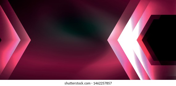 Shiny hexagon neon template. Futuristic digital technology concept. Vector abstract graphic design. Vector vintage retro illustration.