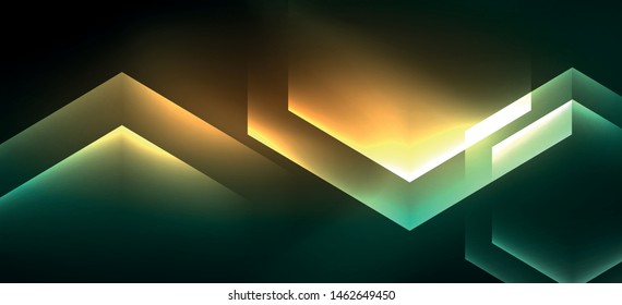 Shiny hexagon neon template. Futuristic digital technology concept. Vector abstract graphic design. Vector vintage retro illustration.