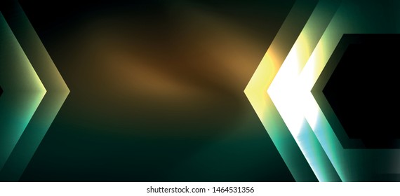 Shiny hexagon neon template. Futuristic digital technology concept. Vector abstract graphic design. Vector vintage retro illustration.