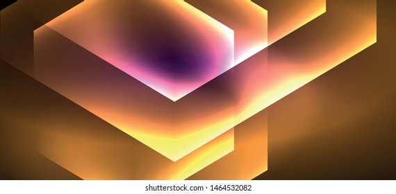 Shiny hexagon neon template. Futuristic digital technology concept. Vector abstract graphic design. Vector vintage retro illustration.