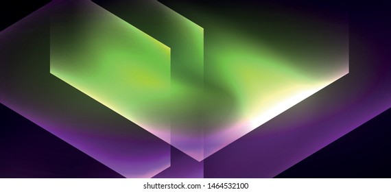 Shiny hexagon neon template. Futuristic digital technology concept. Vector abstract graphic design. Vector vintage retro illustration.