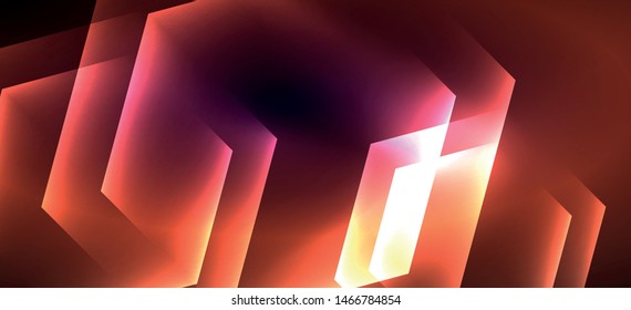Shiny hexagon neon template. Futuristic digital technology concept. Vector abstract graphic design. Vector vintage retro illustration.