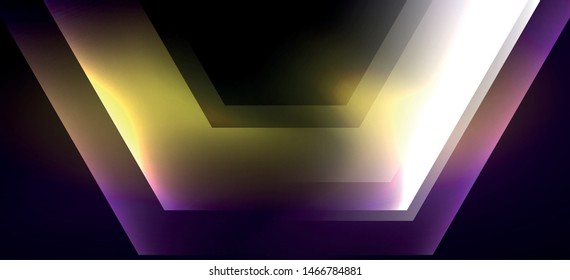 Shiny hexagon neon template. Futuristic digital technology concept. Vector abstract graphic design. Vector vintage retro illustration.