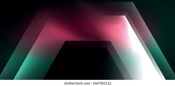 Shiny hexagon neon template. Futuristic digital technology concept. Vector abstract graphic design. Vector vintage retro illustration.