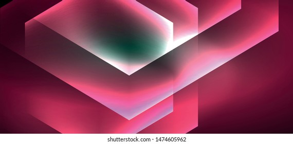 Shiny hexagon neon template. Futuristic digital technology concept. Vector abstract graphic design. Vector vintage retro illustration.