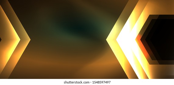 Shiny hexagon neon template. Futuristic digital technology concept. Vector abstract graphic design. Vector vintage retro illustration.