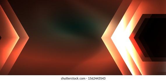 Shiny hexagon neon template. Futuristic digital technology concept. Vector abstract graphic design. Vector vintage retro illustration.