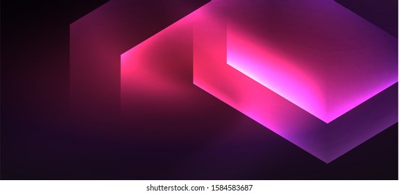 Shiny hexagon neon template. Futuristic digital technology concept. Vector abstract graphic design. Vector vintage retro illustration.