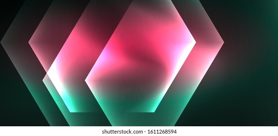 Shiny hexagon neon template. Futuristic digital technology concept. Vector abstract graphic design. Vector vintage retro illustration.