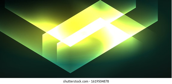 Shiny hexagon neon template. Futuristic digital technology concept. Vector abstract graphic design. Vector vintage retro illustration.