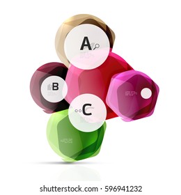Shiny hexagons with infographics options isolated on white. Abstract geometrical banner
