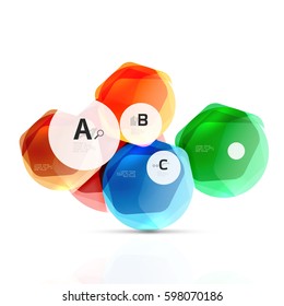 Schlaue Hexagons mit Infografik-Optionen, einzeln auf weiß. Abstrakter geometrischer Banner