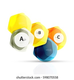 Schlaue Hexagons mit Infografik-Optionen, einzeln auf weiß. Abstrakter geometrischer Banner