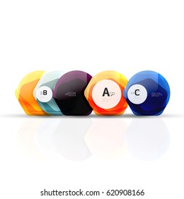Shiny hexagons with infographics options isolated on white. Abstract geometrical banner