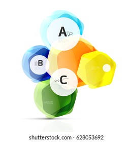 Schlaue Hexagons mit Infografik-Optionen, einzeln auf weiß. Abstrakter geometrischer Banner