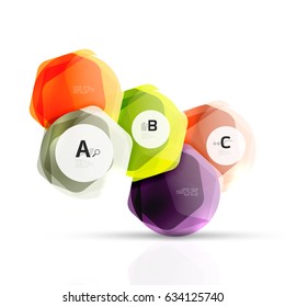 Schlaue Hexagons mit Infografik-Optionen, einzeln auf weiß. Abstrakter geometrischer Banner
