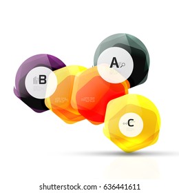 Schlaue Hexagons mit Infografik-Optionen, einzeln auf weiß. Abstrakter geometrischer Banner