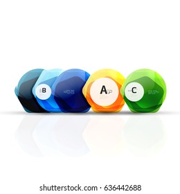 Shiny hexagons with infographics options isolated on white. Abstract geometrical banner