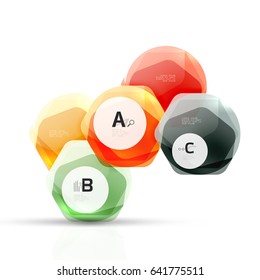 Schlaue Hexagons mit Infografik-Optionen, einzeln auf weiß. Abstrakter geometrischer Banner