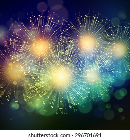 Shiny Holiday Fireworks Background. Vector illustration EPS 10