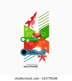 Shiny holiday New Year and Christmas sale banners, vector promotional and info templates