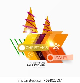 Shiny holiday New Year and Christmas sale banners, vector promotional and info templates