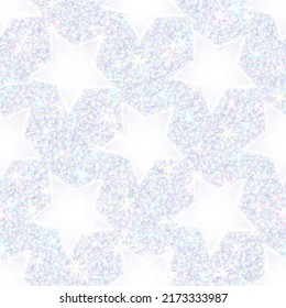 Shiny Holographic Foil Seamless Pattern. Stars Imprint. Unicorn Background Design. Vector Illustration.
