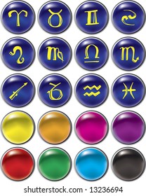 Shiny horoscope web buttons set