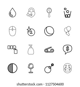 Shiny icon. collection of 16 shiny outline icons such as pin, mirror, explosion, push button, sphere, dollar sign in cloud. editable shiny icons for web and mobile.