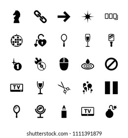 Shiny icon. collection of 25 shiny filled icons such as tv, mirror, water drop, disco ball, heart lock, disc flame, prohibited, star. editable shiny icons for web and mobile.