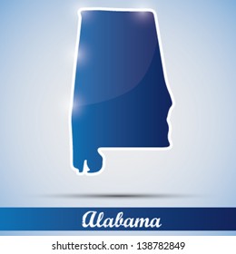 shiny icon in form of Alabama state, USA