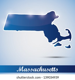 shiny icon in form of Massachusetts state, USA