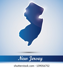 Shiny Icon In Form Of New Jersey State, USA