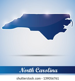 shiny icon in form of North Carolina state, USA