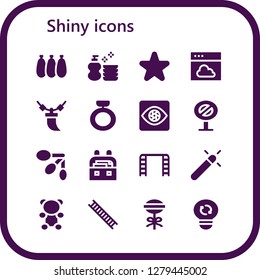  shiny icon set. 16 filled shiny icons. Simple modern icons about  - Balloons, Wash, Star, Cloud, Necklace, Ring, Capture, Sign, Spoons, Case, Ladder, Magic, Gummy bear, Lollipop