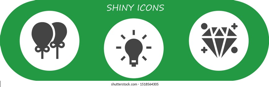 shiny icon set. 3 filled shiny icons.  Simple modern icons about  - Balloons, Light, Diamond