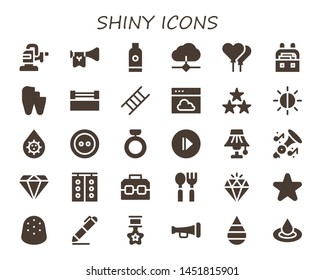 shiny icon set. 30 filled shiny icons.  Simple modern icons about  - Polisher, Trumpet, Shampoo, Cloud, Balloons, Case, Broken tooth, Ring, Ladder, Star, Brightness, Blood, Button
