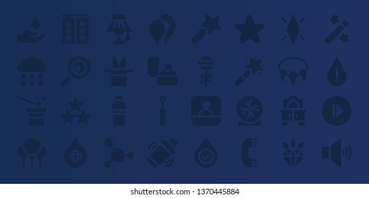 shiny icon set. 32 filled shiny icons. on blue background style Simple modern icons about  - Blood, Hail, Magician, Balloons, Traffic light, Lollipop, Star, Light, Magic, Shaker