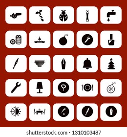 shiny icon set with ladybug, screw and pen ink vector illustration