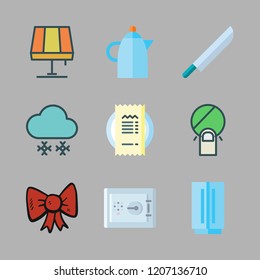 shiny icon set. vector set about ribbon, fridge, tap and snowing icons set.