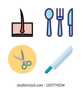 shiny icon set. vector set about hair, knife, scissors and cutlery icons set.