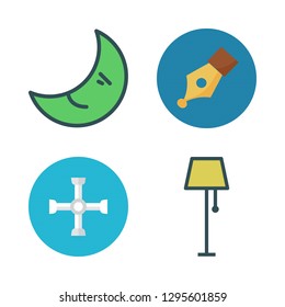shiny icon set. vector set about lamp, moon, pen and wrench icons set.