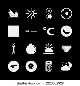 shiny icon. shiny vector icons set whistle, sleigh with christmas tree gifts, football cup and sun