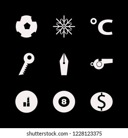 shiny icon. shiny vector icons set dollar coin, fountain pen, celsius sign and key