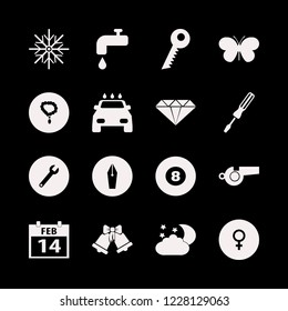 shiny icon. shiny vector icons set whistle, wrench, billiard ball and water tap