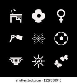 shiny icon. shiny vector icons set football ball, female gender symbol, butterflies and lamp on desk