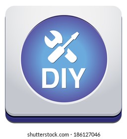 shiny icon with white design on blue  background