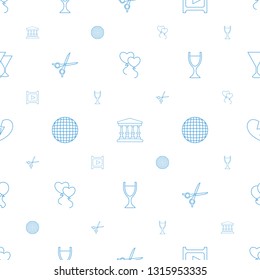 shiny icons pattern seamless white background. Included editable line heart balloons, court, play, medical scissors, disco ball, wine glass icons. shiny icons for web and mobile.